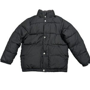 Gap Kids Primaloft Long Sleeve Zip Snap Puffer Jacket Pockets Size M Reg Black